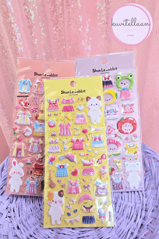 Shan Le Rabbit and friends 3D pukuleikki -tarrat ~ kolme vaihtoehtoa!